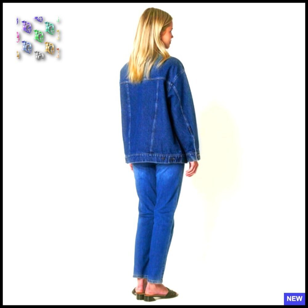 Oversized Trucker Jacket Heavyweight Denim Rigid Fit Y2K Chic Layering - Picture 7 of 7
